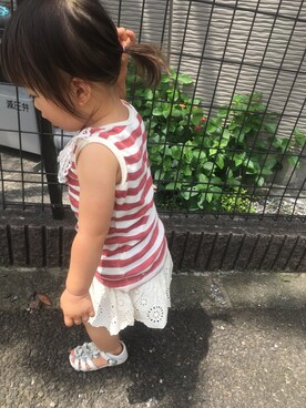 「petit main（プティマイン）のアイテム（シューズ）」を使った、Nころはん✳︎さん（キッズ・90cm）の夏コーディネート