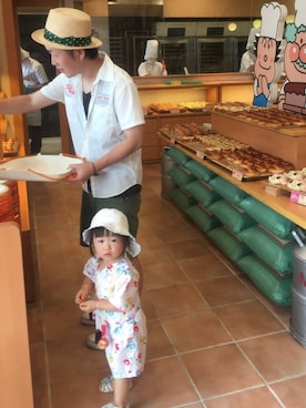 「petit main（プティマイン）のアイテム（シューズ）」を使った、Nころはん✳︎さん（キッズ・90cm）の夏コーディネート