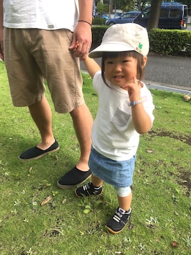 「combimini（コンビミニ）のアイテム（スカート）」を使った、Nころはん✳︎さん（キッズ・90cm）の夏コーディネート