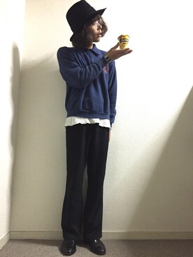 「BACKDROP（バックドロップ）のアイテム（トップス）」を使った、かいとさん（メンズ・165cm）の秋コーディネート