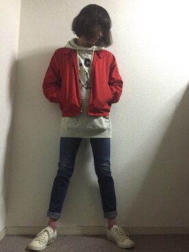 「ボーダーソックス」｜「アイテム（ブルゾン）」を使った、かいとさん（メンズ・165cm）の秋コーディネート