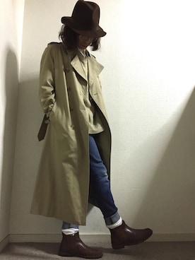 「雨」｜「アイテム（トレンチコート）」を使った、かいとさん（メンズ・165cm）の秋コーディネート