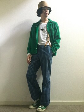 「BACKDROP（バックドロップ）のアイテム（トップス）」を使った、かいとさん（メンズ・165cm）の春コーディネート