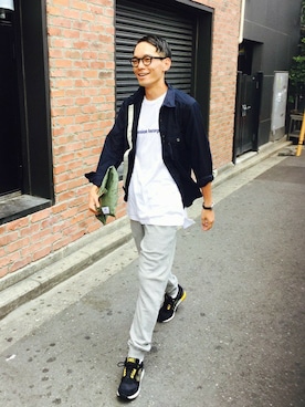 「Alpha Industries（アルファインダストリーズ）のアイテム（バッグ）」を使った、福山さん（メンズ・178cm）の夏コーディネート