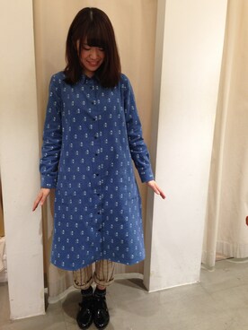 「POU DOU DOU（プードゥドゥ）のアイテム（シャツワンピース）」を使った、ほたかさん（レディース・160cm）の冬コーディネート