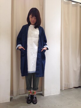 「ショップコート」｜「アイテム（デニムジャケット）」を使った、ほたかさん（レディース・160cm）の春コーディネート