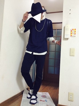 「黒リュック」｜「アイテム（サンダル）」を使った、つ猫さん（メンズ・178cm）の春コーディネート