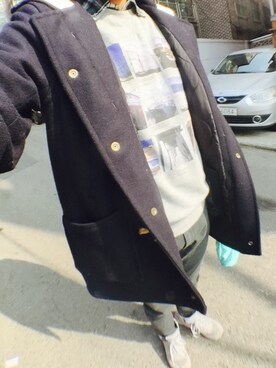 「sweatshirt」｜「アイテム（ジャケット/アウター）」を使った、무명さん（メンズ・174cm）の冬コーディネート