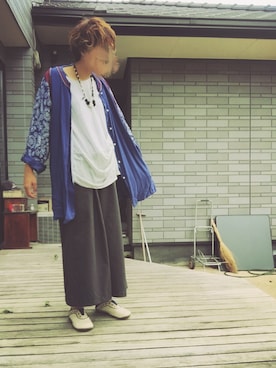 「SEVENDAYS=SUNDAY（セブンデイズサンデイ）のエステル起毛　ガウチョパンツ（その他パンツ）」を使った、いたちき。さん（レディース・163cm）の春コーディネート