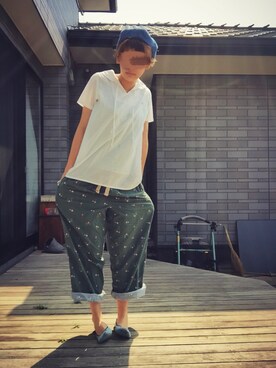 「ゆるゆる」｜「アイテム（ハンチング/ベレー帽）」を使った、いたちき。さん（レディース・163cm）の夏コーディネート