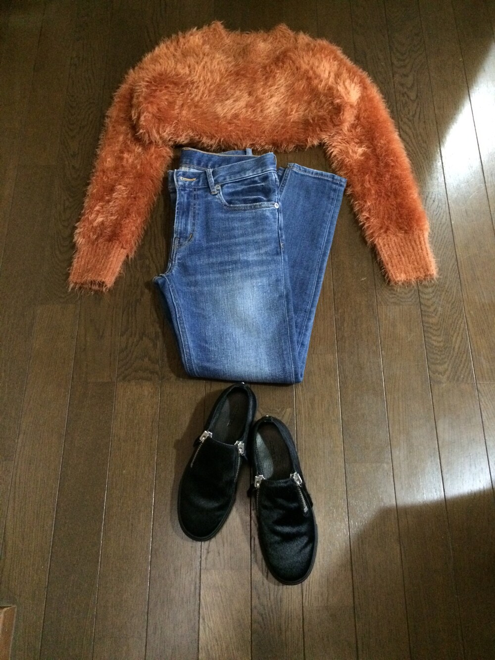「EMODAのWシャギーknit（トップス、ブラウン系）」を使った、🐷🌟RUKA🌟💗さん（レディース・161cm）の秋コーディネートの1枚目の写真