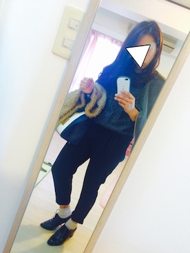 「GU（ジーユー）の（GU）イージークロップドテーパードパンツ（Pants、ブラック系）」を使った、miiさん（レディース・155cm）の秋コーディネート