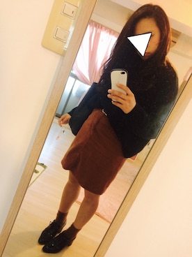 「GU（ジーユー）のアイテム（Knitwear、ブラック系）」を使った、miiさん（レディース・155cm）の秋コーディネート