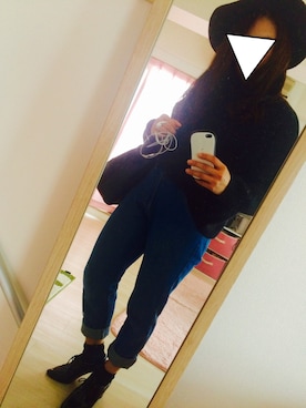 「GU（ジーユー）のアイテム（Knitwear、ブラック系）」を使った、miiさん（レディース・155cm）の秋コーディネート