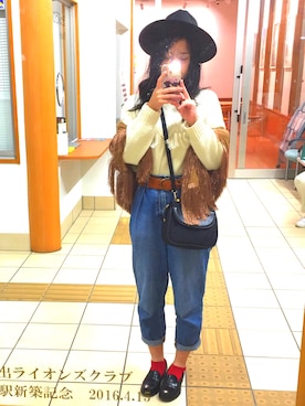 「EMODA（エモダ）のアイテム（ストール/ショール）」を使った、Haru.🐻さん（レディース・159cm）の秋コーディネート