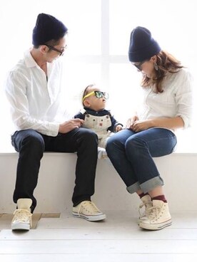 「オールスター」｜「アイテム（サロペット/オーバーオール）」を使った、pecoEMさん（キッズ・70cm）の秋コーディネート