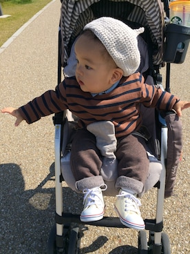 「SHARE PARK（シェアパーク）のアイテム」を使った、pecoEMさん（キッズ・70cm）の秋コーディネート
