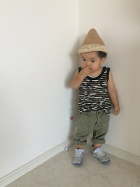 「カーゴパンツ」｜pecoEMさん（キッズ・80cm）の夏コーディネート