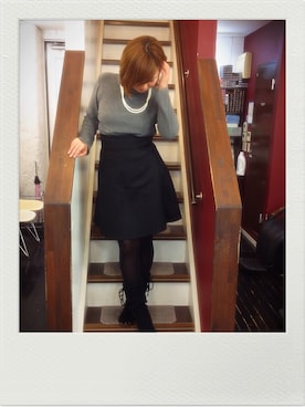 「パールアクセ」｜「アイテム（ブーツ）」を使った、yukiさん（レディース・157cm）の冬コーディネート