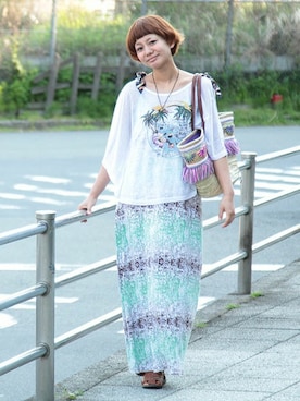 「チチカカ」｜「アイテム（ポンチョ）」を使った、mikaさん（レディース・160cm）の春コーディネート