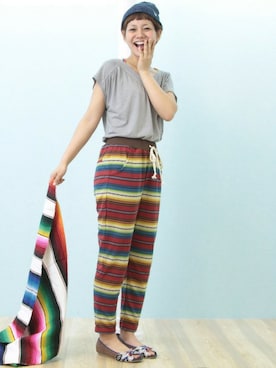 「スウェットパンツ」｜「アイテム（チュニック）」を使った、mikaさん（レディース・160cm）の春コーディネート
