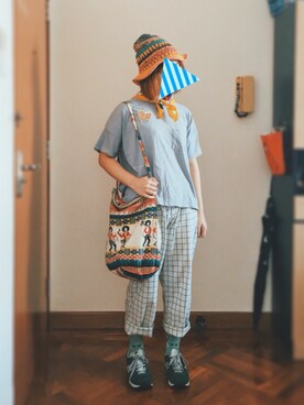 「rough（ラフ）のアイテム（パンツ）」を使った、Kafuさん（レディース・155cm）の夏コーディネート