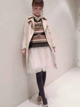 「MERCURYDUO（マーキュリーデュオ）のアイテム（ダウンジャケット/コート）」を使った、MoMoさん（レディース・164cm）の春コーディネート
