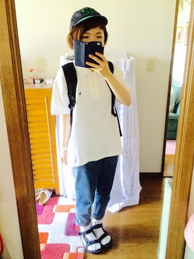 「VISION（ヴィジョン）のアイテム（バッグ）」を使った、ｍａｙｕ.さん（レディース・152cm）の夏コーディネート