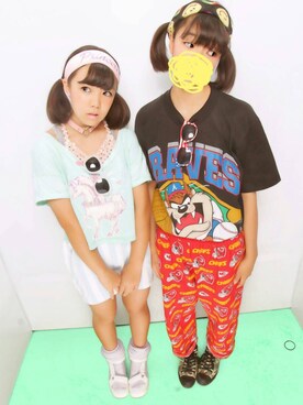 「milklim（milklim）のアイテム（Tシャツ/カットソー）」を使った、CHIZURUさん（レディース・150cm）の夏コーディネート