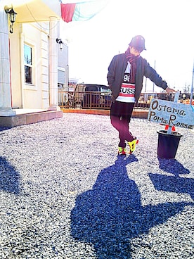 「アイテム（ナイロンジャケット、グリーン系）」を使った、黒崎 友哉さん（メンズ・162cm）の冬コーディネート