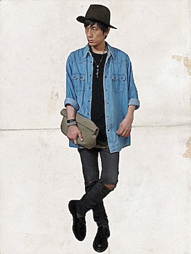 「nonnative（ノンネイティブ）のアイテム（アクセサリー）」を使った、h.s.k.さん（メンズ・176cm）の夏コーディネート