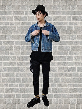 「リング」｜「アイテム（デニムジャケット）」を使った、h.s.k.さん（メンズ・176cm）の夏コーディネート