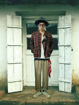 「UNUSED（アンユーズド）のアイテム（財布/小物）」を使った、h.s.k.さん（メンズ・176cm）の春コーディネート