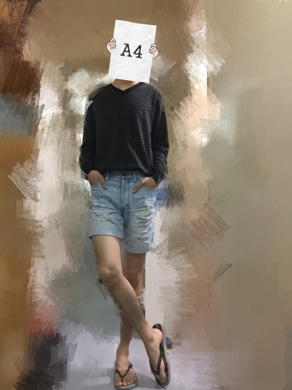 「slipper」｜「H&Mのアイテム（デニムパンツ、ブルー系）」を使った、kitelvvさん（メンズ・177cm）の春コーディネートの1枚目の写真