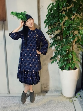 「KENZO」｜「アイテム（ワンピース/ドレス）」を使った、小拗さん（レディース・166cm）の秋コーディネート
