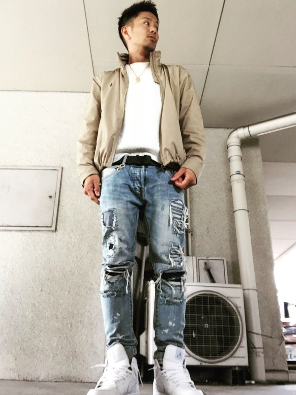 POLO RALPH LAURENのナイロンジャケット（ベージュ系）を使った