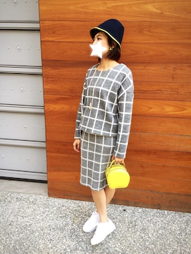 「DAWNのアイテム」を使った、Joy Tsaiさん（レディース・166cm）の冬コーディネート