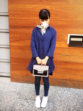 「DAWNのアイテム」を使った、Joy Tsaiさん（レディース・166cm）の冬コーディネート