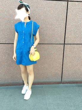 「DAWNのアイテム」を使った、Joy Tsaiさん（レディース・166cm）の夏コーディネート