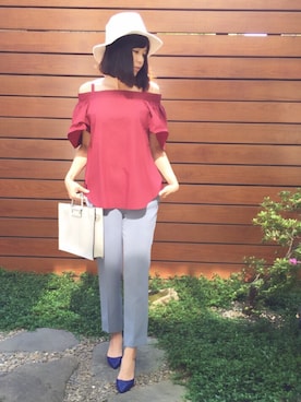 「DAWNのアイテム」を使った、Joy Tsaiさん（レディース・166cm）の夏コーディネート
