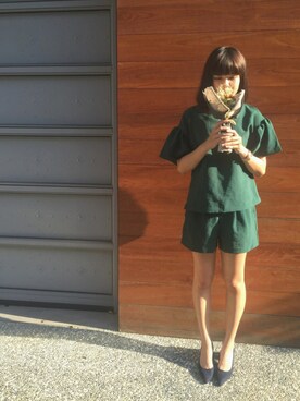 「DAWNのアイテム」を使った、Joy Tsaiさん（レディース・166cm）の夏コーディネート