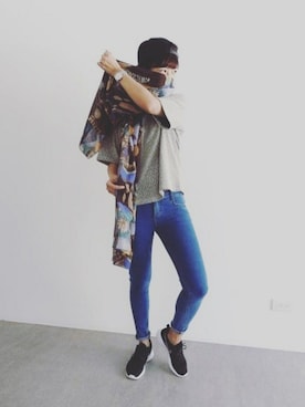 「DAWNのアイテム」を使った、Joy Tsaiさん（レディース・166cm）の秋コーディネート