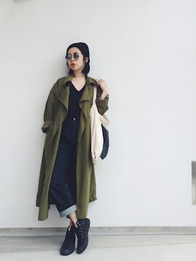 「アイテム（トレンチコート）」を使った、yukikoさん（レディース・155cm）の夏コーディネート
