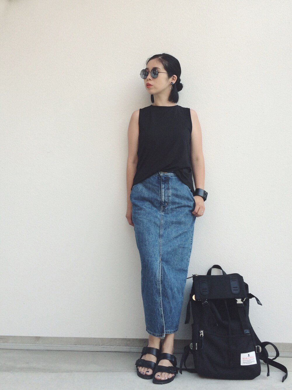 yukikoさんの「Front slit Denim skirt（BLACK BY MOUSSY）」を使ったコーディネート