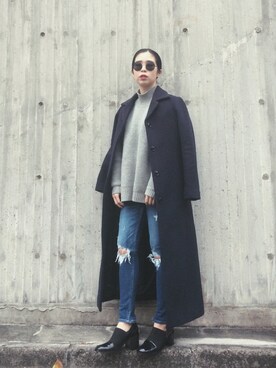 「CLANE（クラネ）のアイテム（ブーティ）」を使った、yukikoさん（レディース・155cm）の冬コーディネート