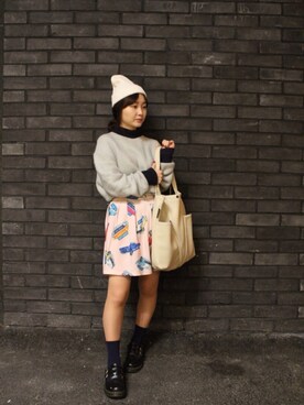 「8seconds（エイトセカンズ）のアイテム（帽子）」を使った、minami 미나미さん（レディース・154cm）の春コーディネート