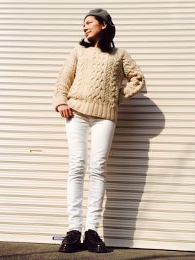 「カウチンセーター」｜「アイテム（その他シューズ）」を使った、yukohigashiさん（レディース・160cm）の冬コーディネート