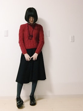 「アイテム（ネックレス）」を使った、Shihoさん（レディース・159cm）の冬コーディネート