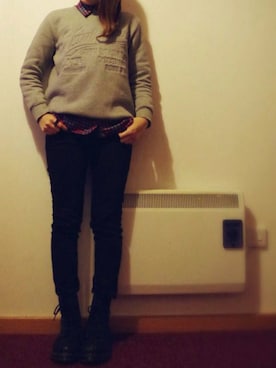 「スウェット×シャツ」｜Shihoさん（レディース・157cm）の冬コーディネート