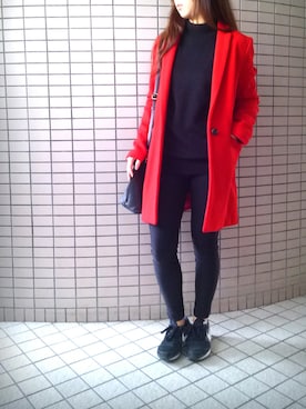 「MIXXO（ミッソ）のアイテム（チェスターコート）」を使った、mamiさん（レディース・155cm）の冬コーディネート